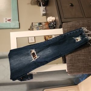 KanCan ripped with leopard patch women's jeans size 31